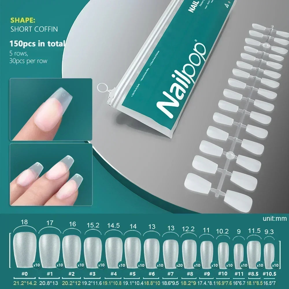 NAILPOP 120pcs Fake Nails Full Cover Press on Nails Coffin Soft Gel American Pose Capsule False Nail Tips for Extension System 14