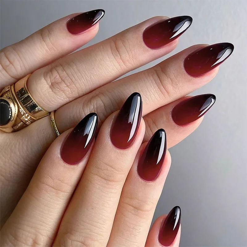 24Pcs Short Oval Head Blush Pink Press on Nails with Simple Designs Almond Nails Wearable Acrylic Full Cover Nail Tips with Glue 19