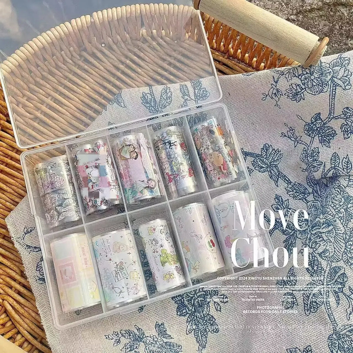 10Rolls Plaid Thousand-Bird Bow  Stars Nail Foils Transfer Paper  Nail Art Stickers  Manicure Set Decal  Nails Decoration 44