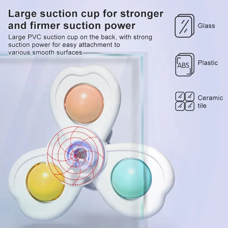 3 in 1 Suction Cups Spinning Top Toy For Baby Game Infant Teether Relief Stress Educational Rotating Rattle Bath Toys For Kids 4