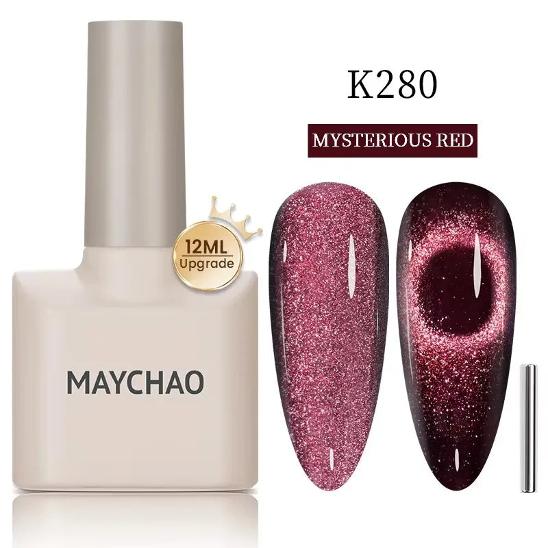 MAYCHAORomantic Galaxy Cat Eye Gel Nail Polish With Magnet Soak off UV Holographic Magnetic Rainbow Gel Polish for Nail Manicure 30