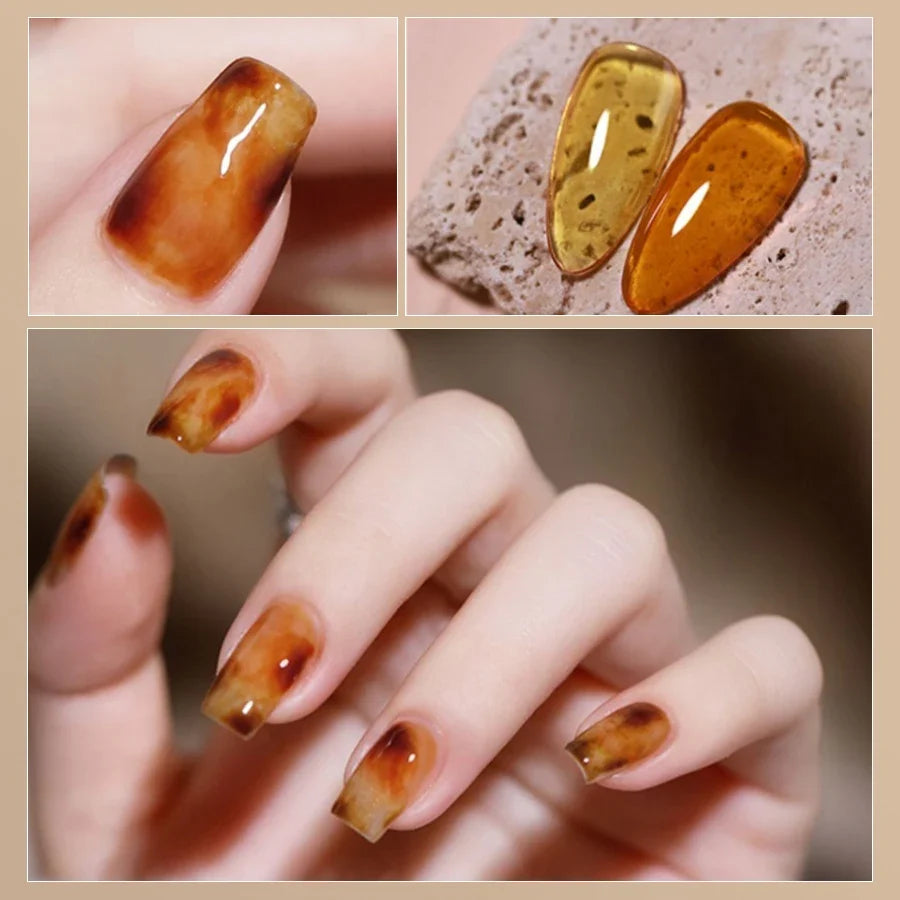 RSNAIL 10g Jelly Amber Gel Nail Polish Crystal Brown Nail Gel DIY Translucent Color Nail Art Gel Permanent UV Gel Polish Varnish 3