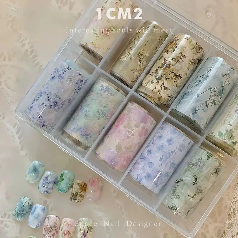 10Rolls Plaid Thousand-Bird Bow  Stars Nail Foils Transfer Paper  Nail Art Stickers  Manicure Set Decal  Nails Decoration 1