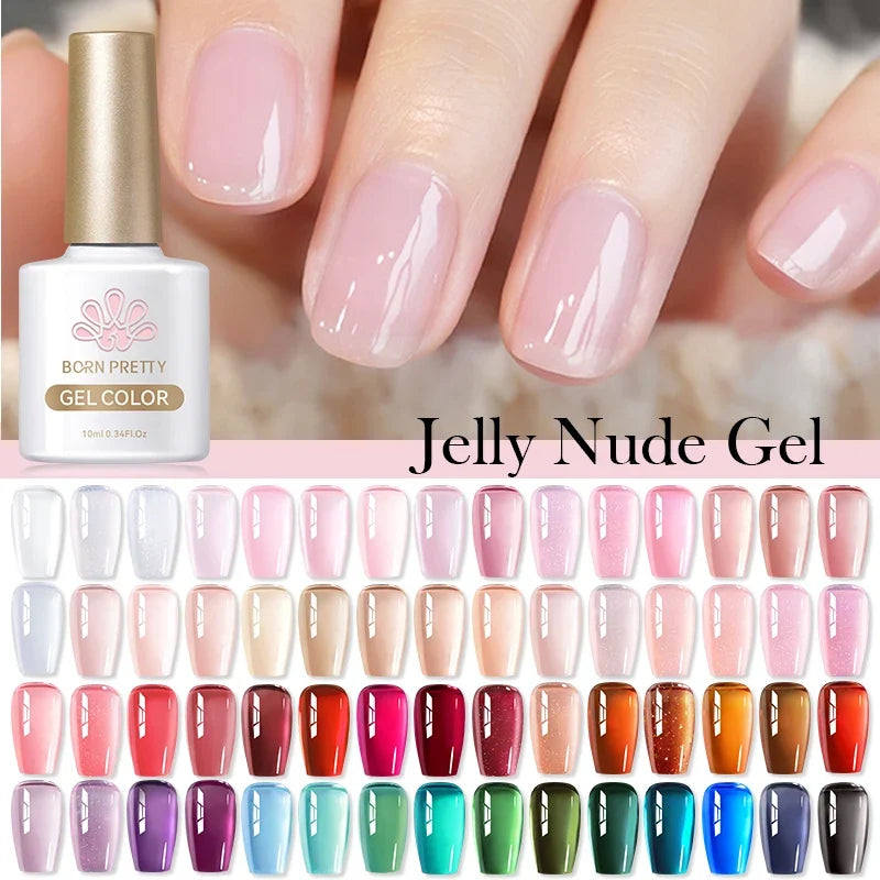 BORN PRETTY 83 Colors 10ml Jelly Nude Gel Nail Polish Autumn Amber Semi Transparent Manicure Soak off UV LED Nails Gel Varnish 3