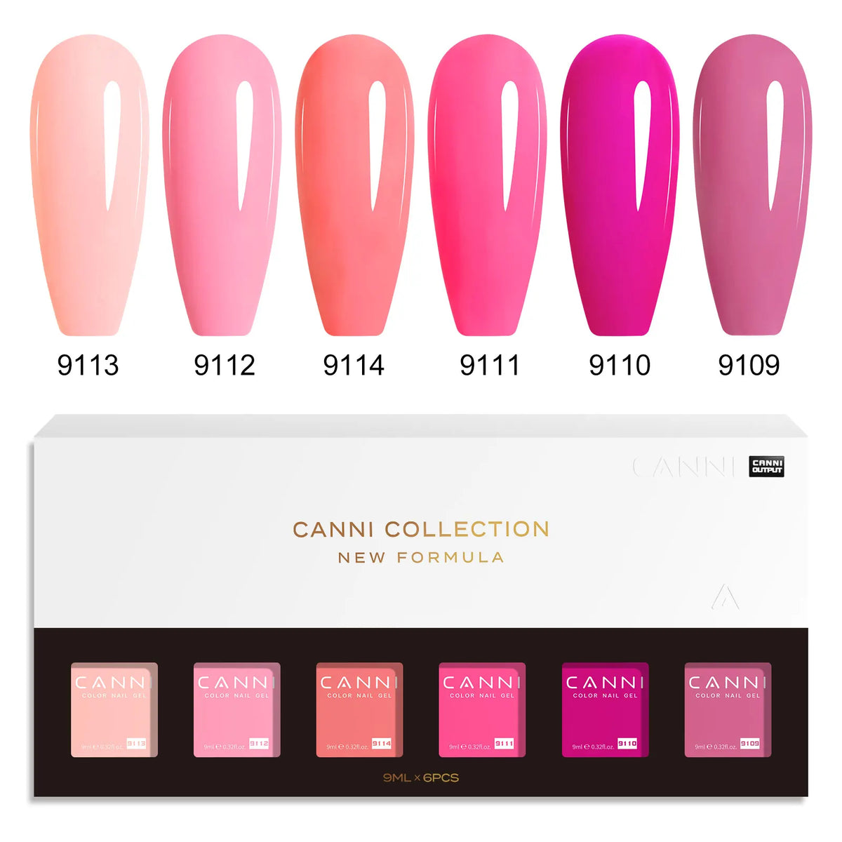6pcs*9ml CANNI HEMA FREE Nail Gel Polish Set Gorgeous Color Semi Permanent Pigmented Painting Gel Soak off UV LED Gel Nails Kit 3
