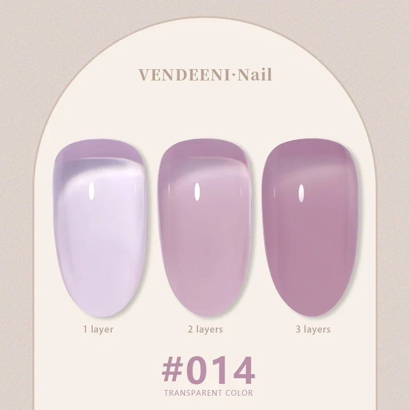 Vendeeni 24 Colors Jelly Transparent Gel Nail Polish Nude Pink Skin Color UV Soak Off Gel Varnish Jade Nail Art Gel Lacquer 15ml 19
