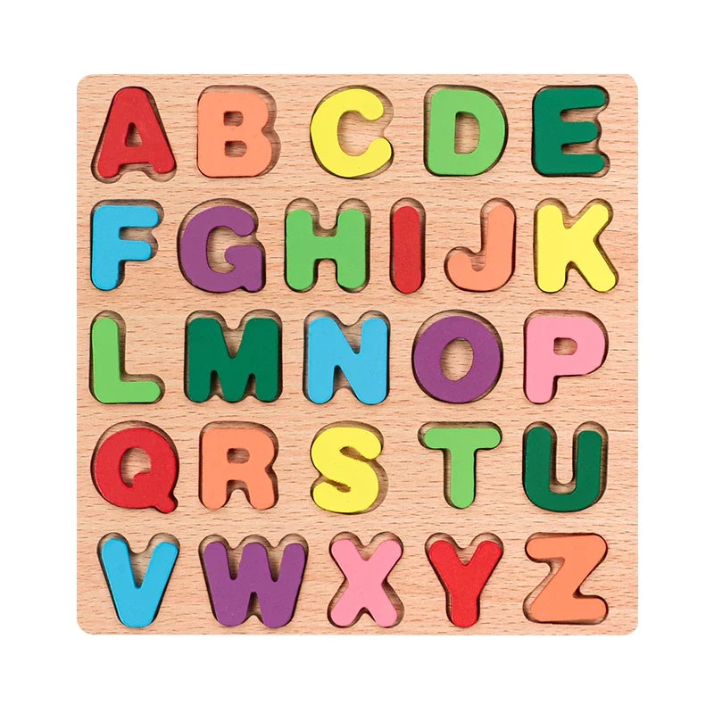 Kids Alphabetic Arithmetic Number Geometric Shapes Wooden Puzzle Montessori Preschool Learning Educational Game Toy for Children 10