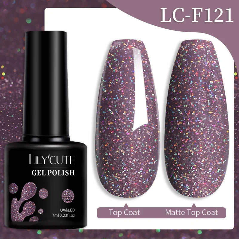 LILYCUTE 7ML Colorful Gel Nail Polish 129 Colors Long Lasting For Manicure Semi Permanent Base Top Coat Nail Art UV Gel Varnish 128