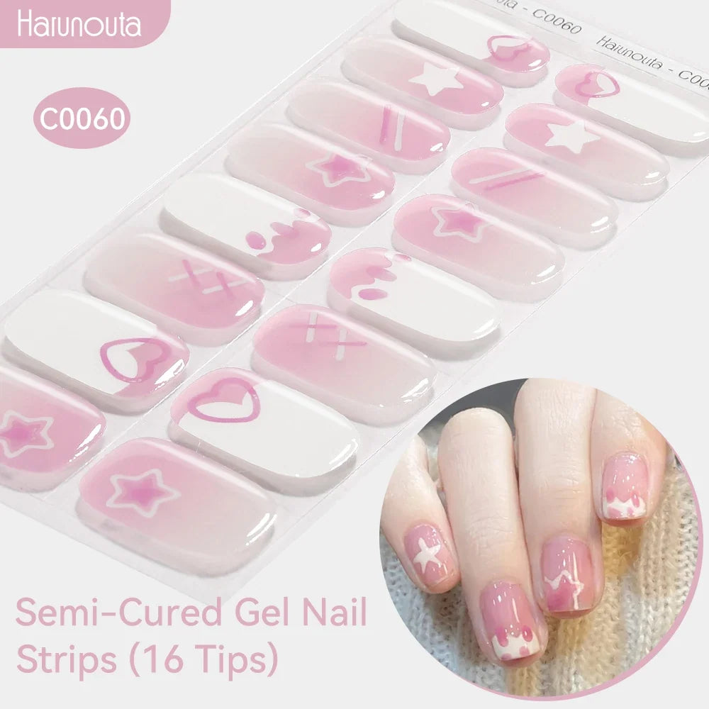 Gradient Auroras Semi Cured Gel Nail Strips Sparkly Shinning DIY Gel Polish Stickers for Nails Works with UV/LED Nail Lamps 21