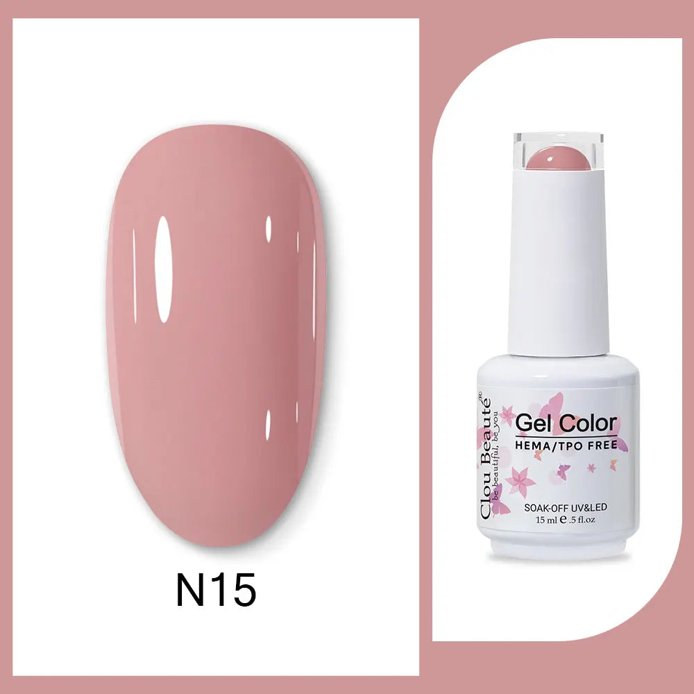 Clou Beaute 15ml Red Black White Green Neon Gel Nail Polish Base Top Coat Velvet Top 400 Colors Semi Permanent Gel Nail Varnish 46