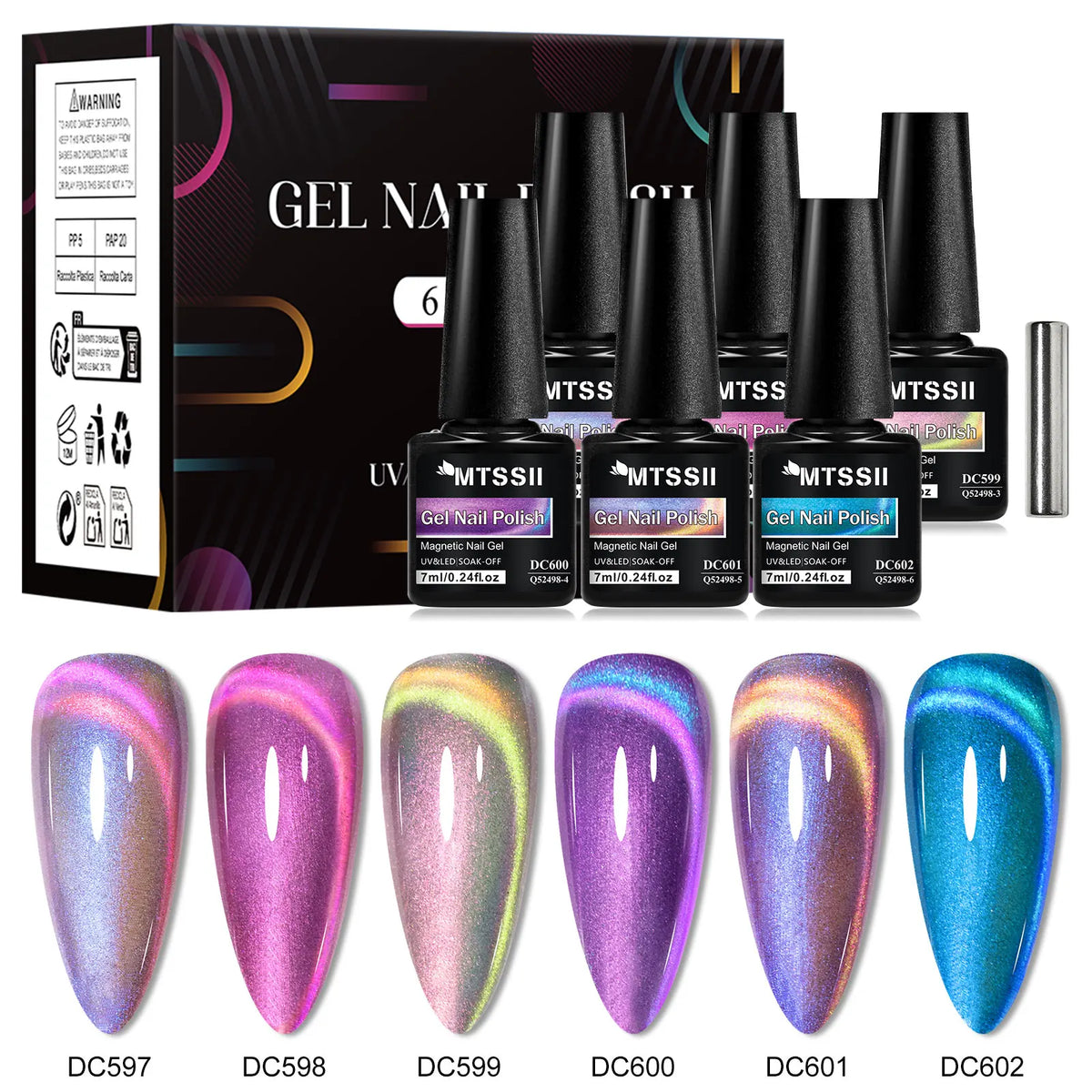 7pcs Shiny Cat Magnetic Gel Nail Polish Set With Magnetic Rod Pink Colorful Semi Permanent Soak Off UV Gel Varnish Nail Supplies 10
