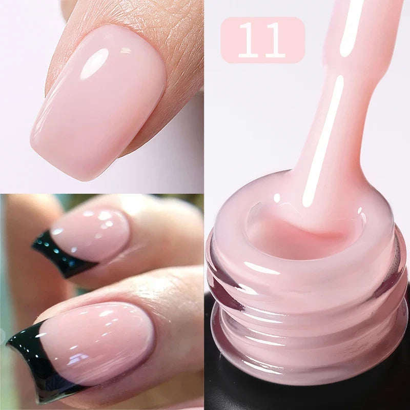 BORN PRETTY Milky Jelly Rubber Base Gel for Gel Nail Polish 15ml Russian Self-leveling Nude Color Soak Off Semi Permanent UV Gel 25