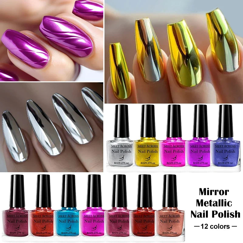 8ml Metallic Nail Polish Mirror Effect Fast Drying Long-Lasting Nails Art Polish DIY No Need Lamp Cure Manicure Nail Supplies 3