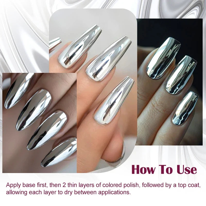 8ml Metallic Nail Polish Mirror Effect Fast Drying Long-Lasting Nails Art Polish DIY No Need Lamp Cure Manicure Nail Supplies 5