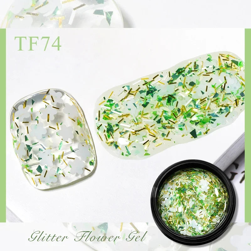 MEET ACROSS 5ml Pink Dried Flower Gel Nail Polish Natural Flower Fairy Nail Art Gel Soak Off UV LED Painting Varnishes For Nails 42