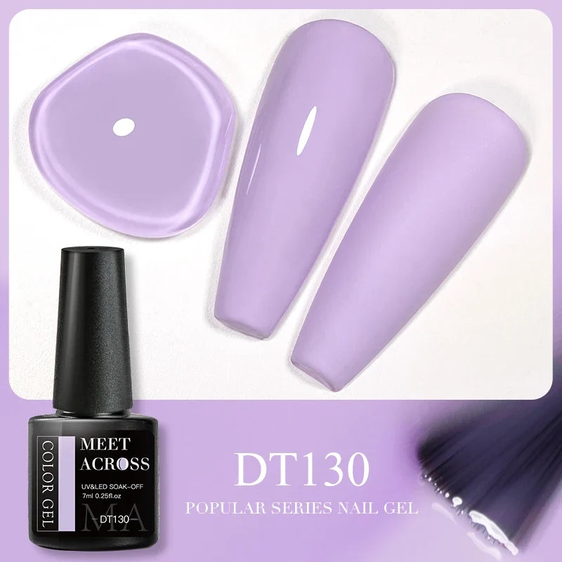 MEET ACROSS 5ml Pink Dried Flower Gel Nail Polish Natural Flower Fairy Nail Art Gel Soak Off UV LED Painting Varnishes For Nails 83