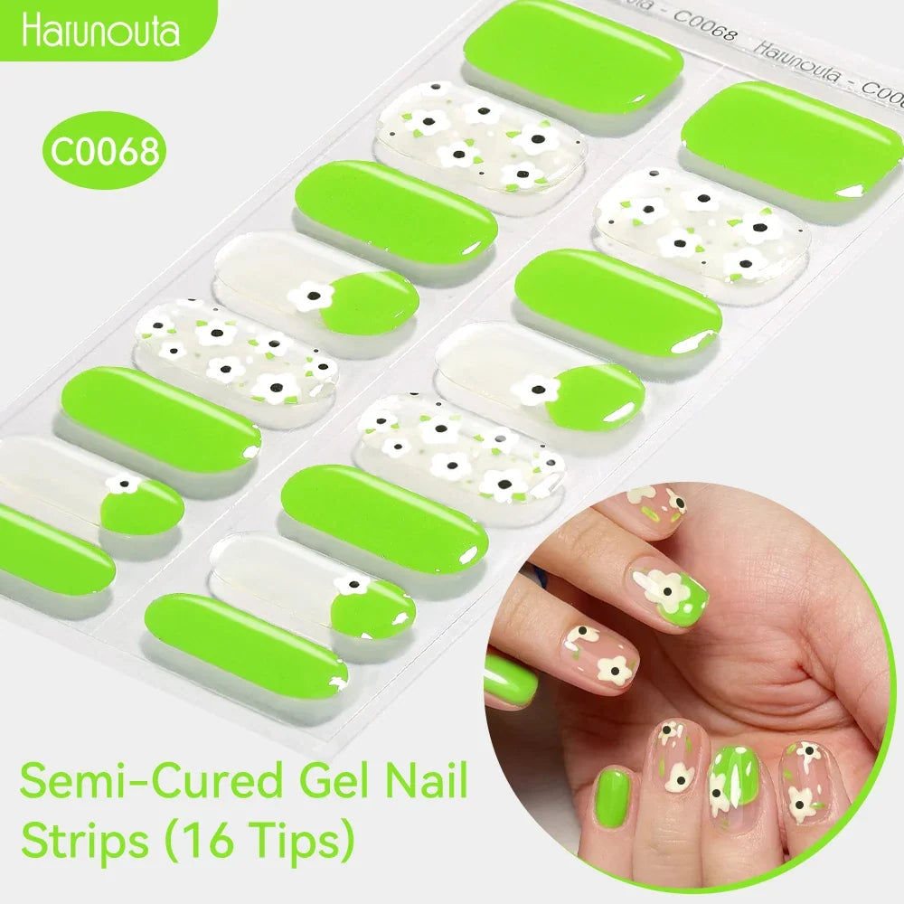 Gradient Auroras Semi Cured Gel Nail Strips Sparkly Shinning DIY Gel Polish Stickers for Nails Works with UV/LED Nail Lamps 62