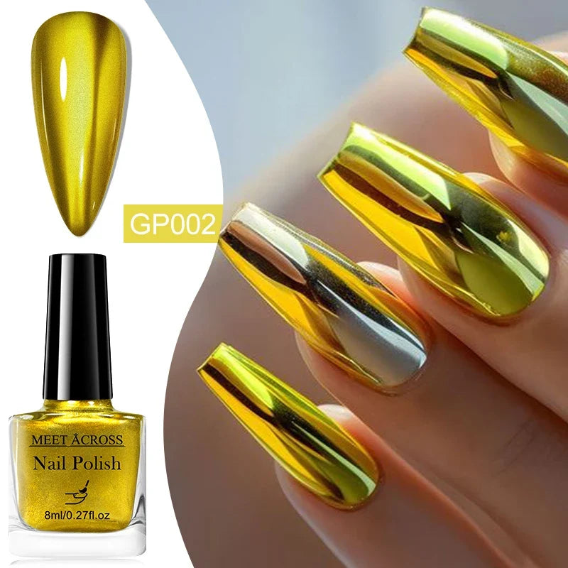 8ml Metallic Nail Polish Mirror Effect Fast Drying Long-Lasting Nails Art Polish DIY No Need Lamp Cure Manicure Nail Supplies 8