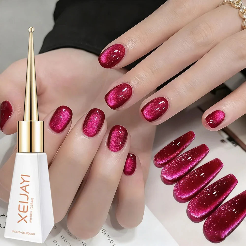 XEIJAYI Pink Cat Eye Gel Nail Polish Ceramic Magnetic Gel UV Semi-permanent Enamels Varnish Nail Supplies For Professionals Gel 7
