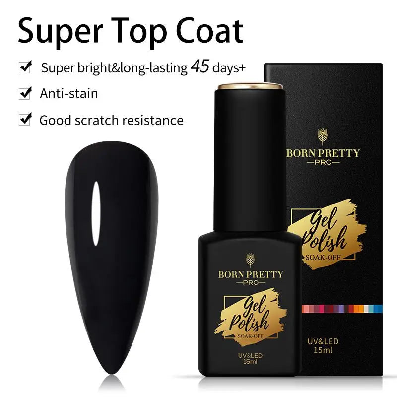 BORN PRETTY Milky Pink Rubber Base Gel Nail Polish Glitter 15ml Semi-Permanent Varnish Soak Off Self Leveling UV LED Gel 18