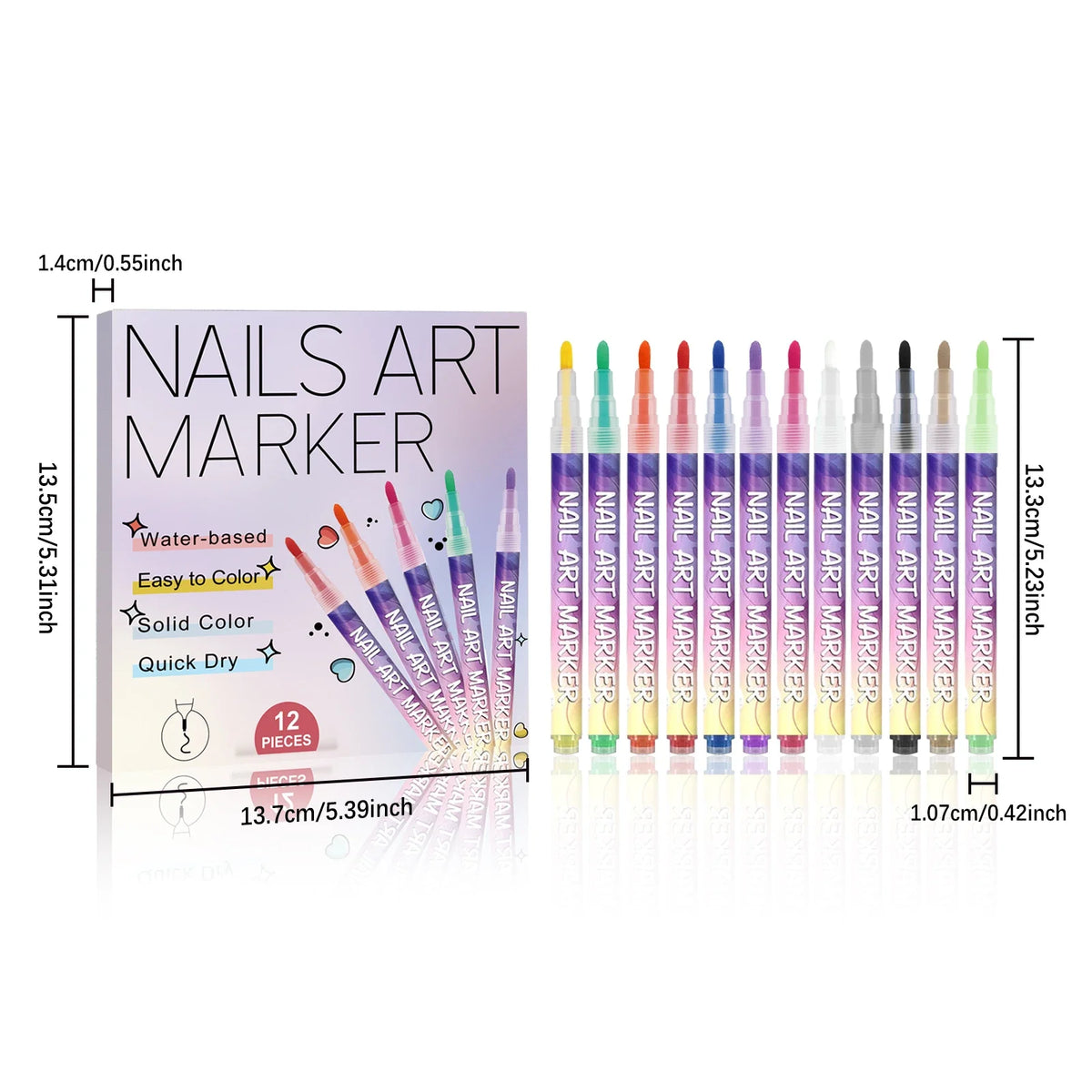 12pcs/Set Nail Art Graffiti Pen DIY Nail Art Painting Pens Abstract Lines Fine Design Multi-Color Drawing Nail Painting Tools 8