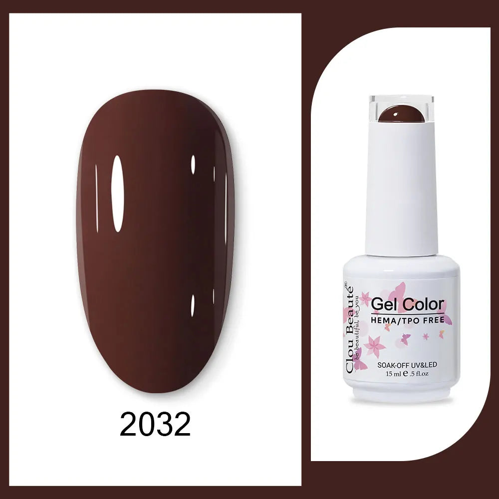 Clou Beaute 15ml Red Black White Green Neon Gel Nail Polish Base Top Coat Velvet Top 400 Colors Semi Permanent Gel Nail Varnish 52