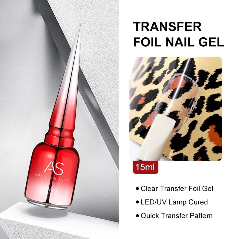 AS 15ml Transfer Foil Gel Nail Polish Soak Off Led Uv Gel Varnish Fast Dry Star Sticker Glue Stamp Gel 11