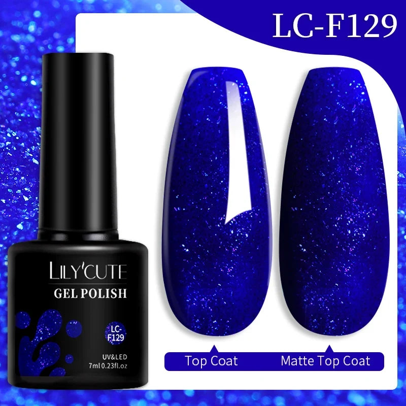 LILYCUTE 7ML Colorful Gel Nail Polish 129 Colors Long Lasting For Manicure Semi Permanent Base Top Coat Nail Art UV Gel Varnish 60