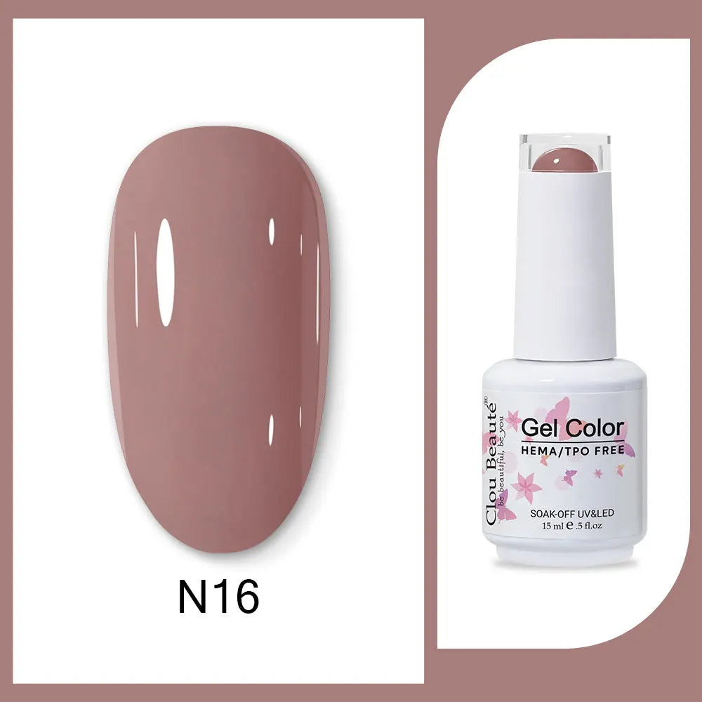 Clou Beaute 15ml Red Black White Green Neon Gel Nail Polish Base Top Coat Velvet Top 400 Colors Semi Permanent Gel Nail Varnish 84