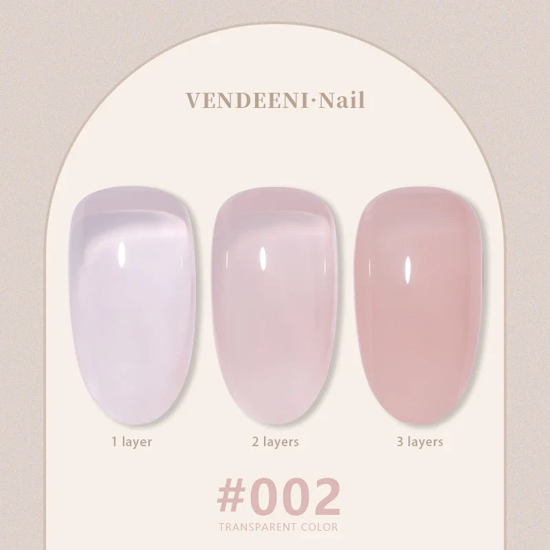 Vendeeni 24 Colors Jelly Transparent Gel Nail Polish Nude Pink Skin Color UV Soak Off Gel Varnish Jade Nail Art Gel Lacquer 15ml 22