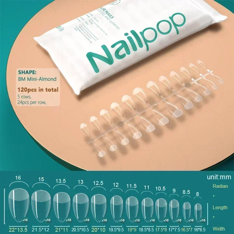 NAILPOP 120pcs Fake Nails Full Cover Press on Nails Coffin Soft Gel American Pose Capsule False Nail Tips for Extension System 20