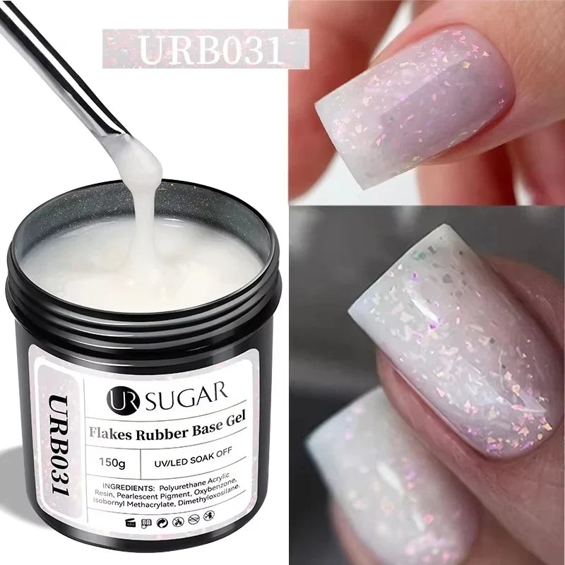 UR SUGAR 150g Rubber Base Gel Nail Polish Sparking Aurora Glitter Rubber Varnish Soak Off Semi permanent UV LED Gel Manicure 1