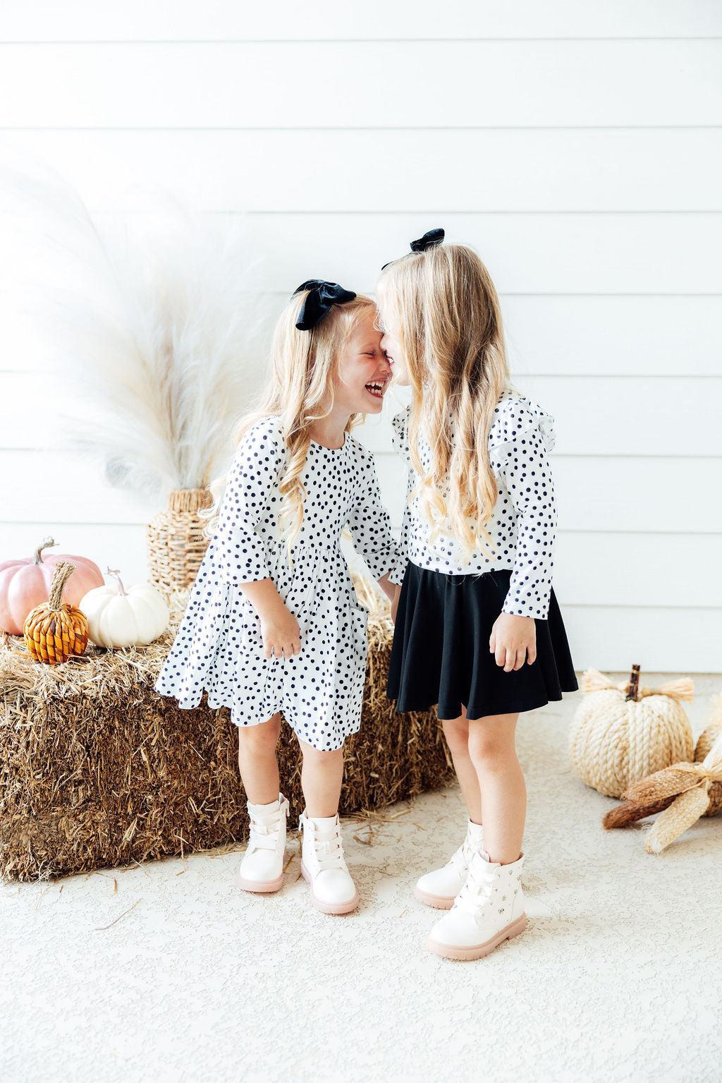 Scattered Dot 3/4 Sleeve Pocket Twirl Dress 2