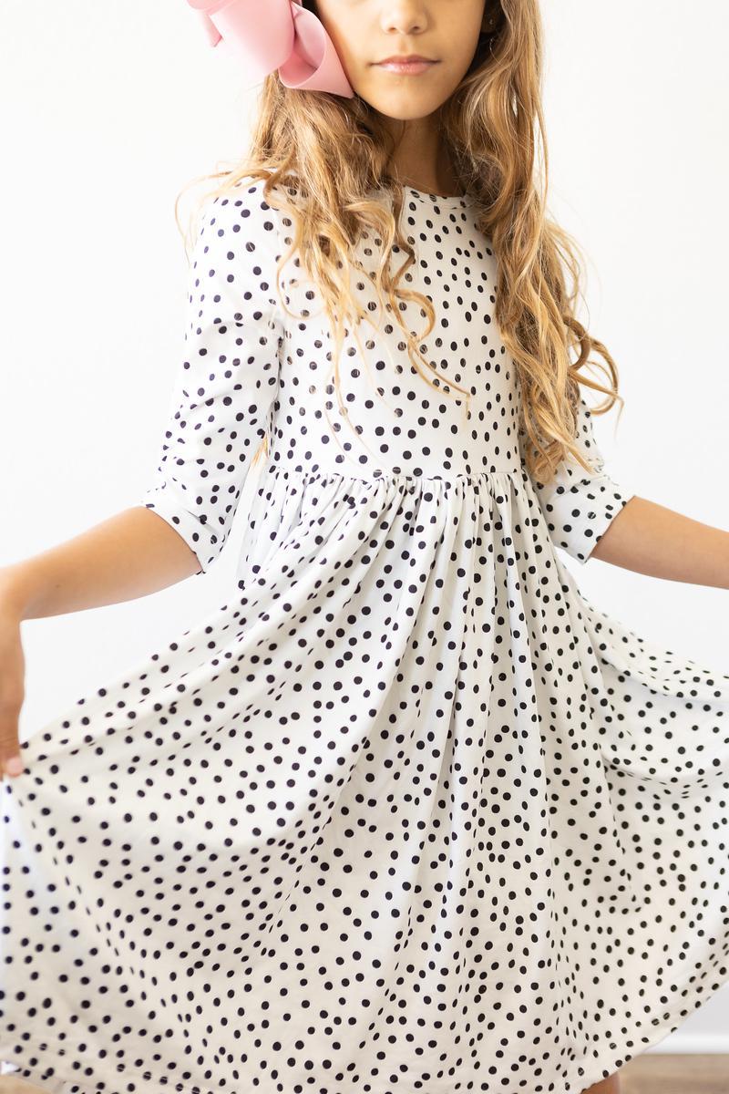 Scattered Dot 3/4 Sleeve Pocket Twirl Dress 5