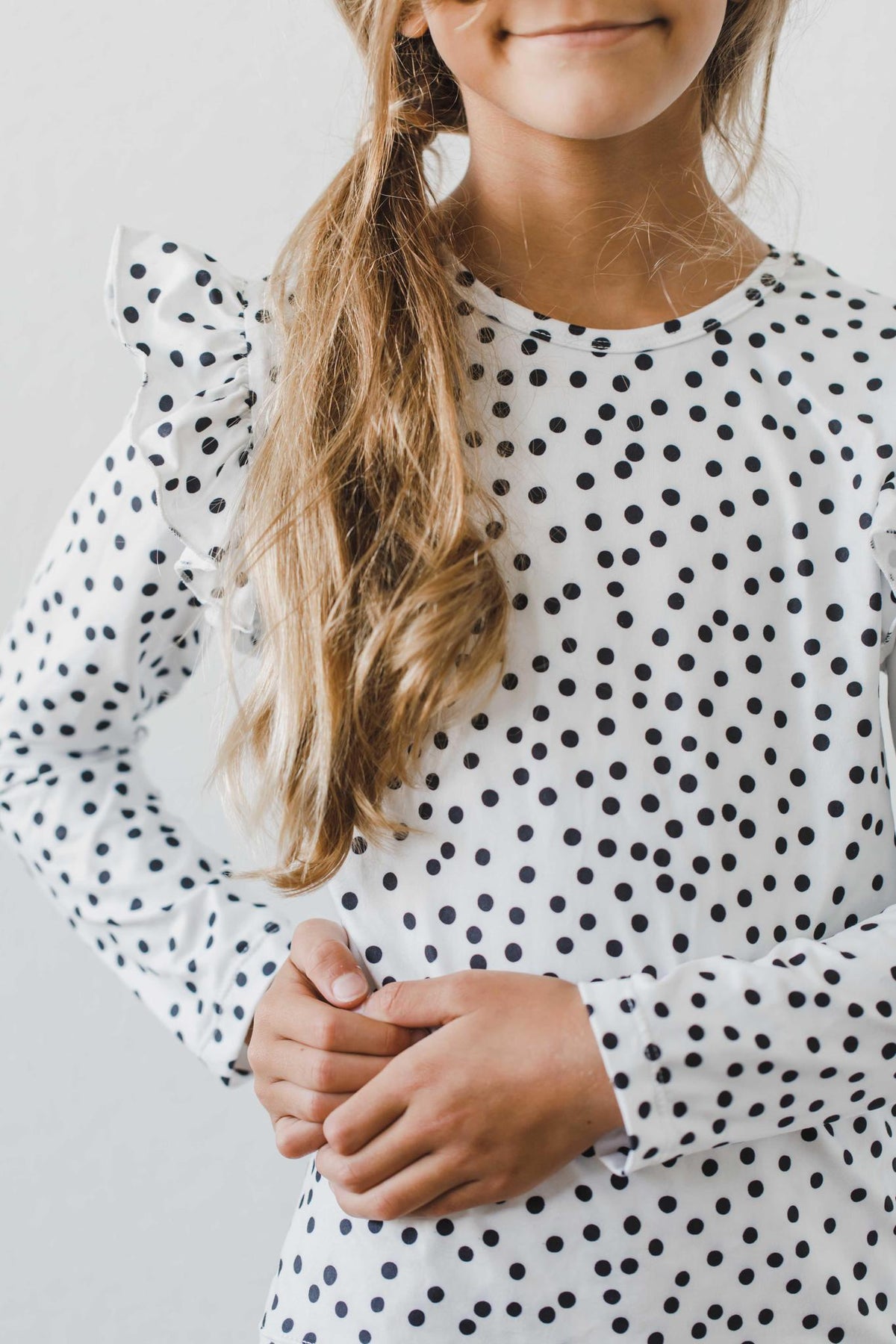 Scattered Dot L/S Ruffle Tee 3