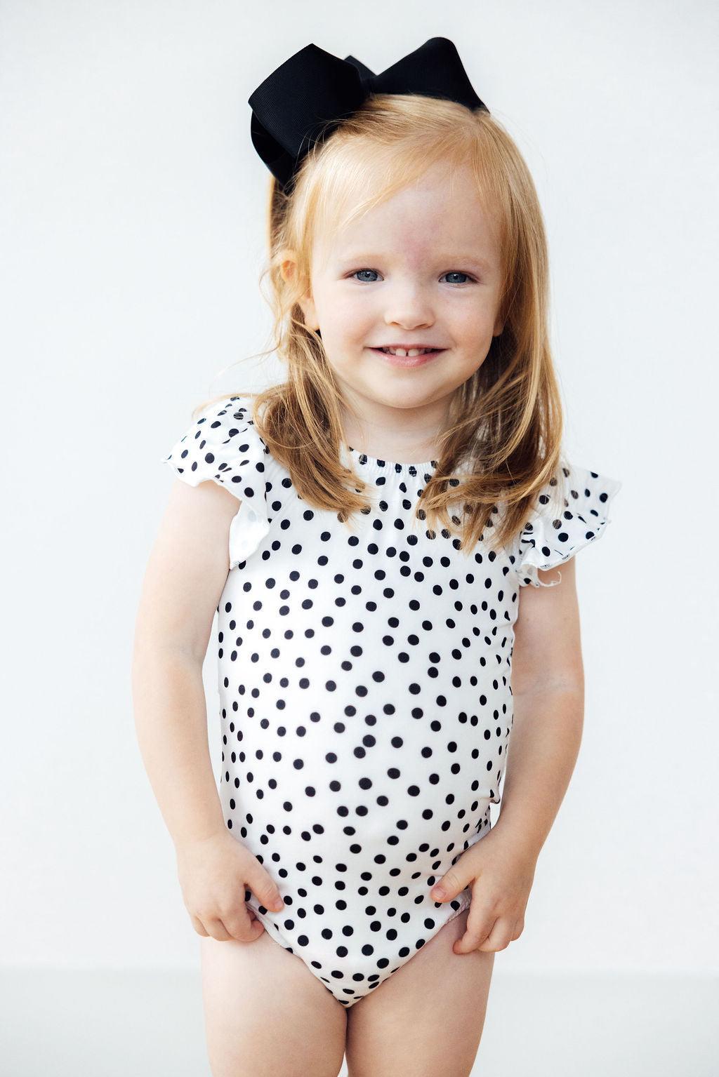 Scattered Dot S/S Flutter Sleeve Leotard 2