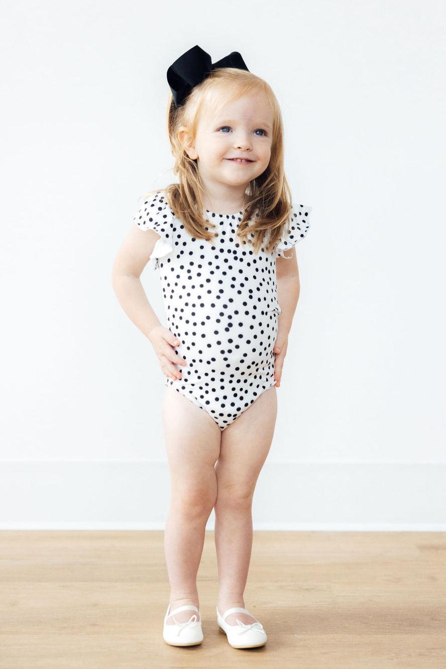 Scattered Dot S/S Flutter Sleeve Leotard 3