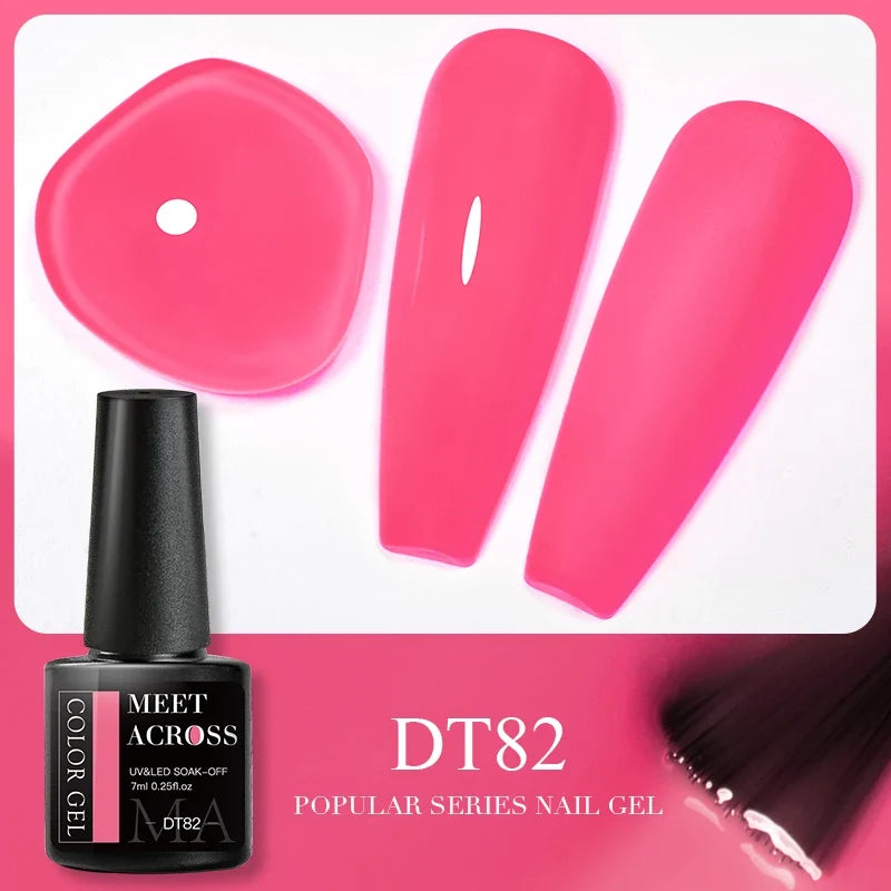 MEET ACROSS 5ml Pink Dried Flower Gel Nail Polish Natural Flower Fairy Nail Art Gel Soak Off UV LED Painting Varnishes For Nails 16