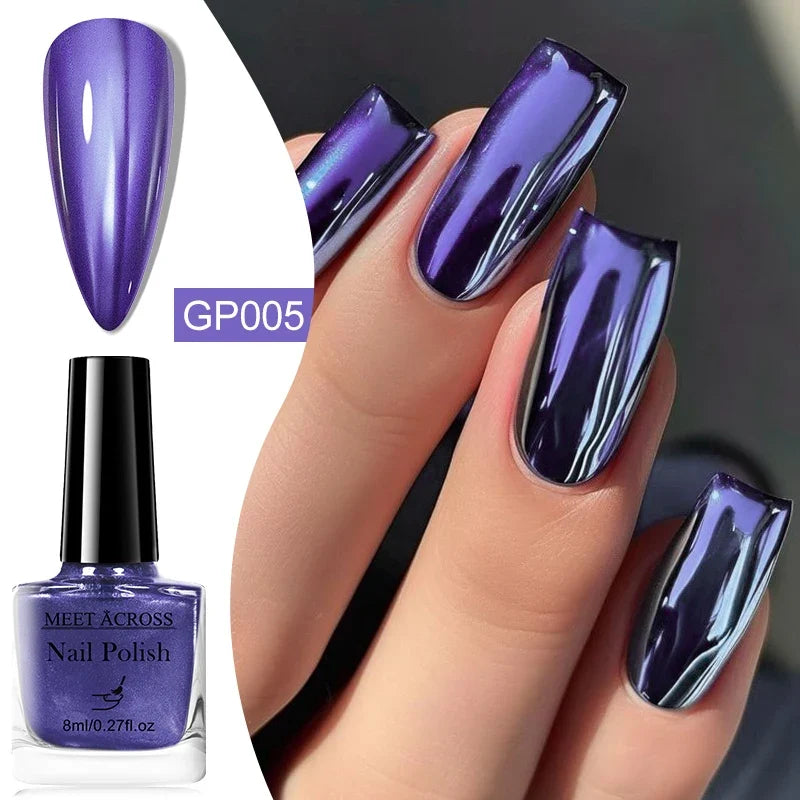 8ml Metallic Nail Polish Mirror Effect Fast Drying Long-Lasting Nails Art Polish DIY No Need Lamp Cure Manicure Nail Supplies 1