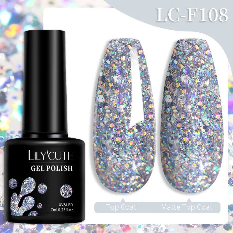 LILYCUTE 7ML Colorful Gel Nail Polish 129 Colors Long Lasting For Manicure Semi Permanent Base Top Coat Nail Art UV Gel Varnish 59
