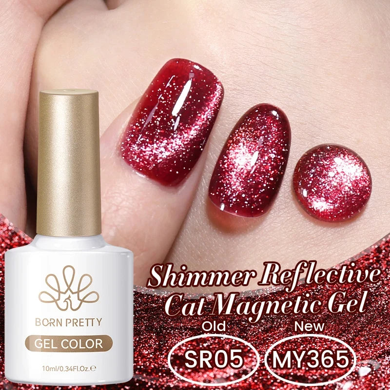BORN PRETTY 10ml Silver Water Light Cat Magnetic Gel Nail Polish Nail Supplies Vernis Semi Permanent Gel for Fall Winter Nails 65