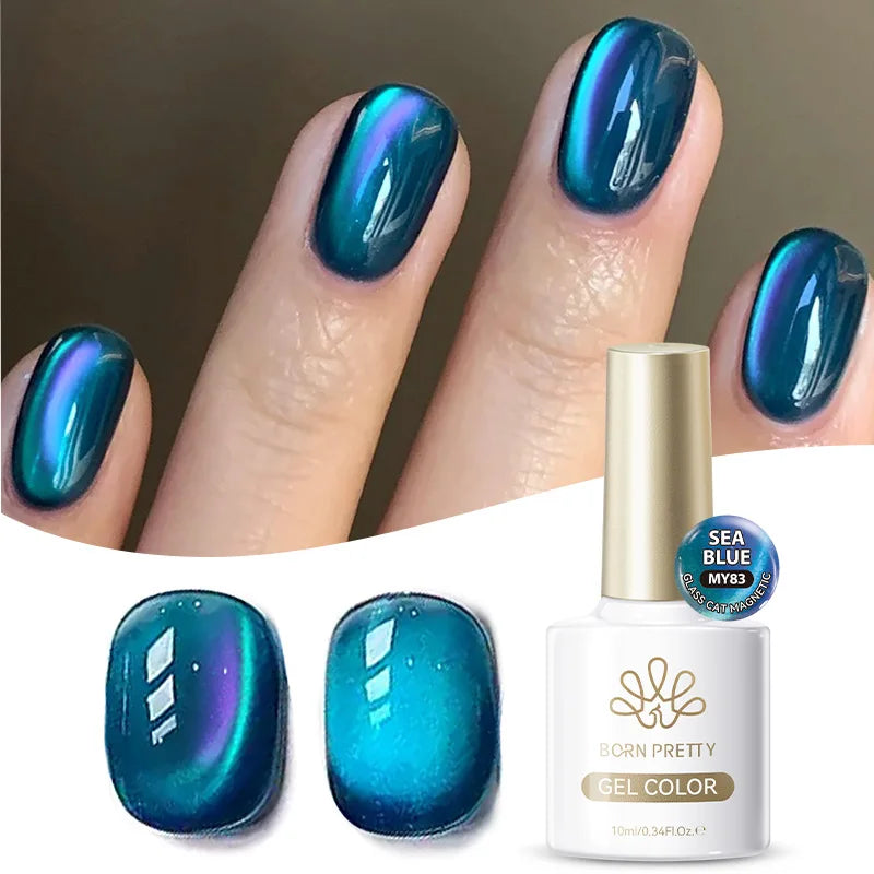BORN PRETTY 10ml Silver Water Light Cat Magnetic Gel Nail Polish Nail Supplies Vernis Semi Permanent Gel for Fall Winter Nails 43