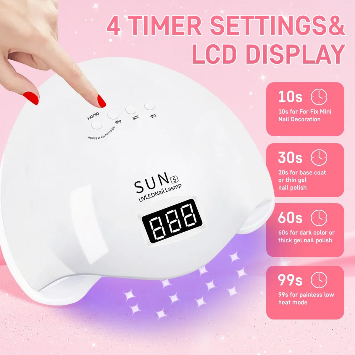 SUN5 UV LED Nail Lamp 48W Nail Dryer For Curing Gel Nail Polish With 4 Timer Automatic Sensor LCD Display Professional Nail Lamp 2