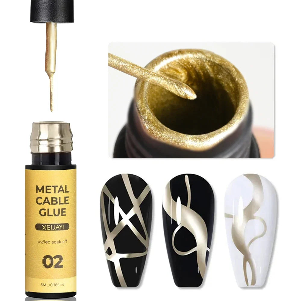 5/8/10/12ml 5D Metallic Painting Nail Gel Silver/Gold Liner Polish Mirror Chrome Effect Gel Nail Polish Soak Off UV/LED Drawing^ 10