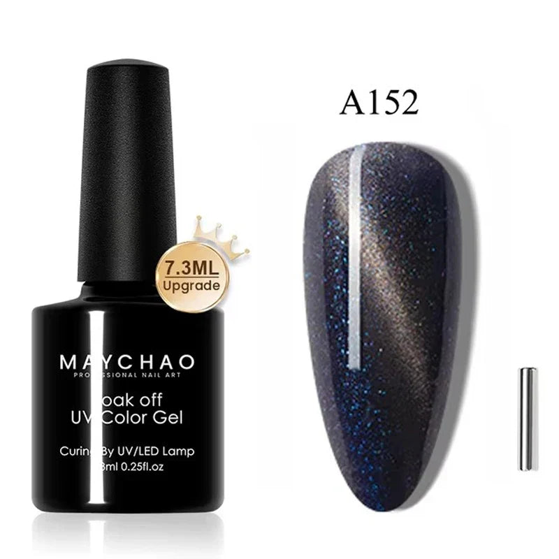 MAYCHAORomantic Galaxy Cat Eye Gel Nail Polish With Magnet Soak off UV Holographic Magnetic Rainbow Gel Polish for Nail Manicure 66