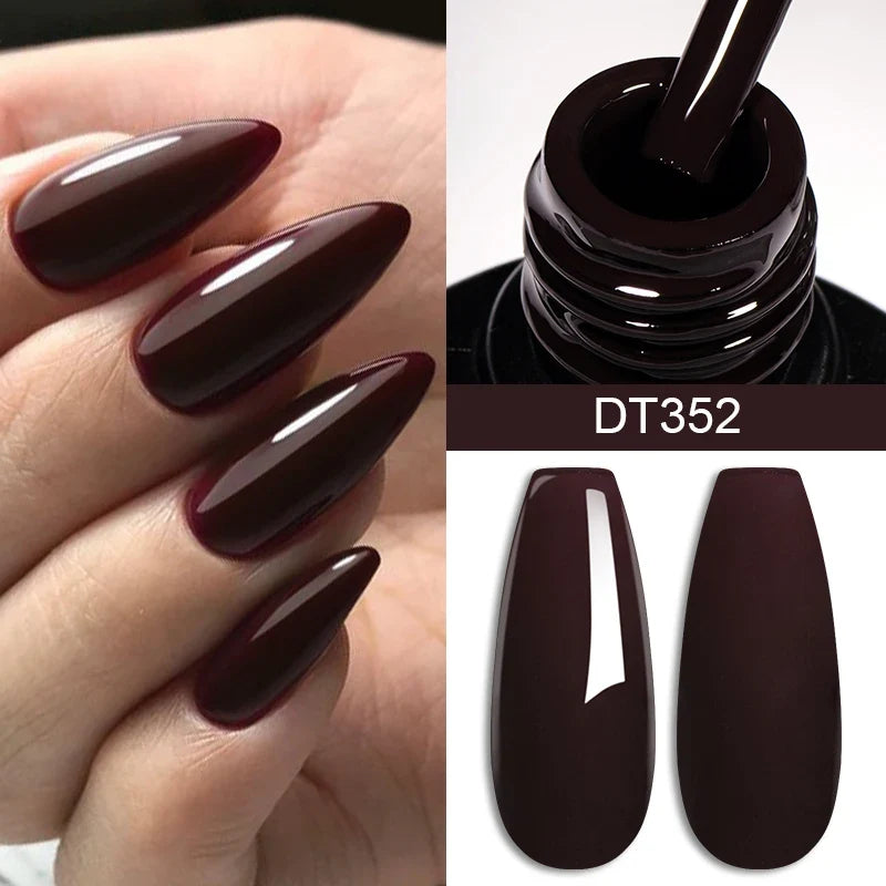 MEET ACROSS 7ml Red Gel Nail Polish Crystal Semi Permanent Soak Off UV Gel Varnish Nail Art Manicure Base Matte Top Coat Vernis 11