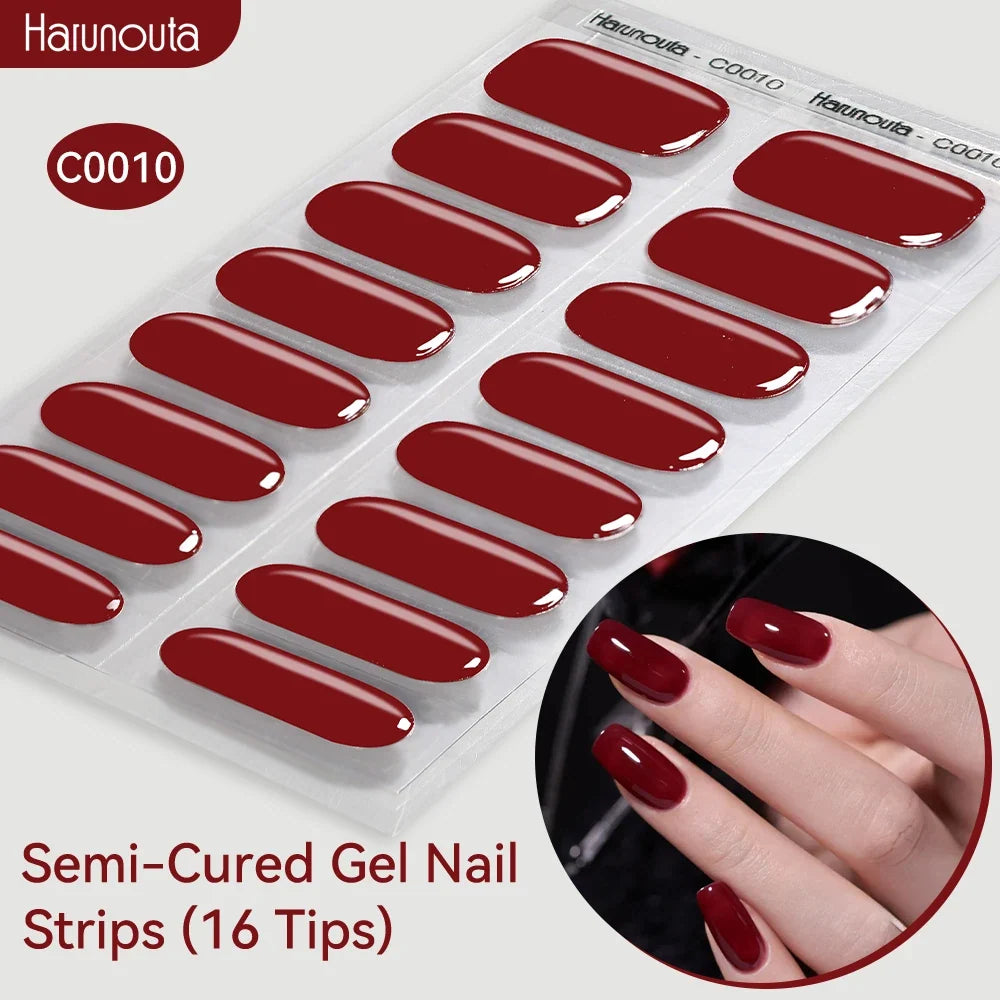 Gradient Auroras Semi Cured Gel Nail Strips Sparkly Shinning DIY Gel Polish Stickers for Nails Works with UV/LED Nail Lamps 17