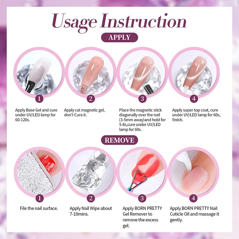 BORN PRETTY 10ml Fruit Purple Grape Cat Magnetic Gel Nail Polish 2025 New Whitening Guava Glass Beads Varnish Nail Supplies 6