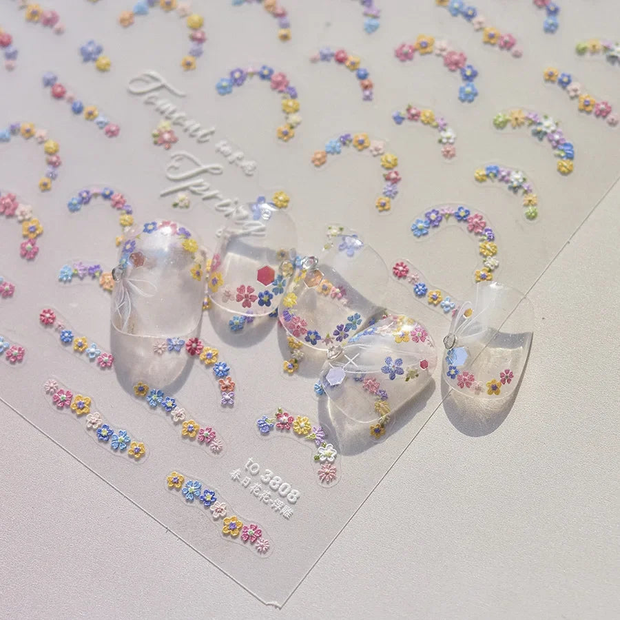 1pcs Dream Flower Window Shell Light Nail Art Stickers Japanese Flower Self Adhesive Stickers Press On Nails Decoration Decals 27