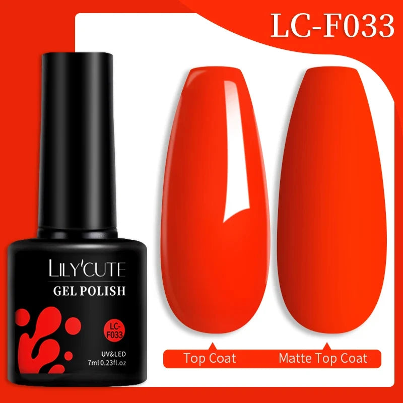 LILYCUTE 7ML Colorful Gel Nail Polish 129 Colors Long Lasting For Manicure Semi Permanent Base Top Coat Nail Art UV Gel Varnish 102